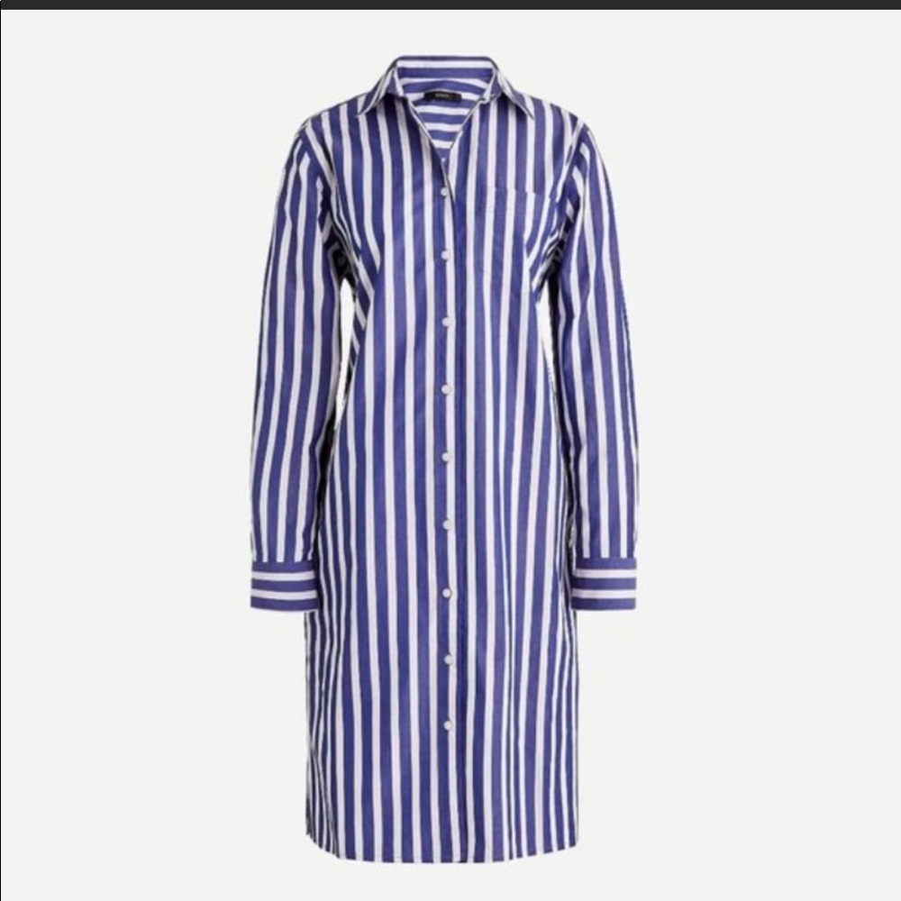 J Crew striped button-up cotton shirt dress